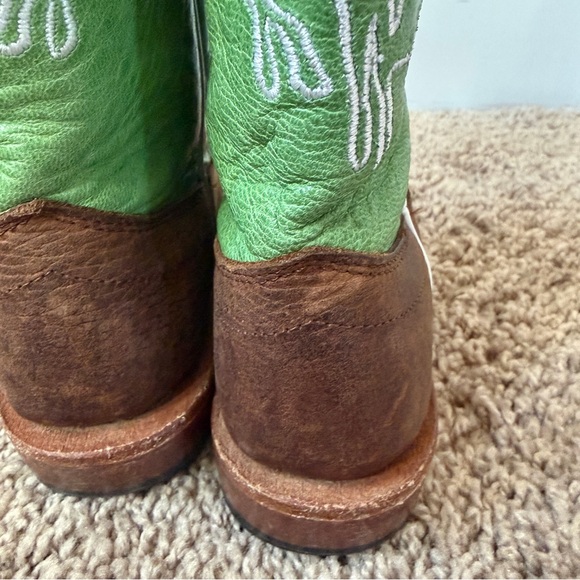Olathe Boot Co. Youth Kids Green and Brown Boots Sz 9 - Picture 7 of 14
